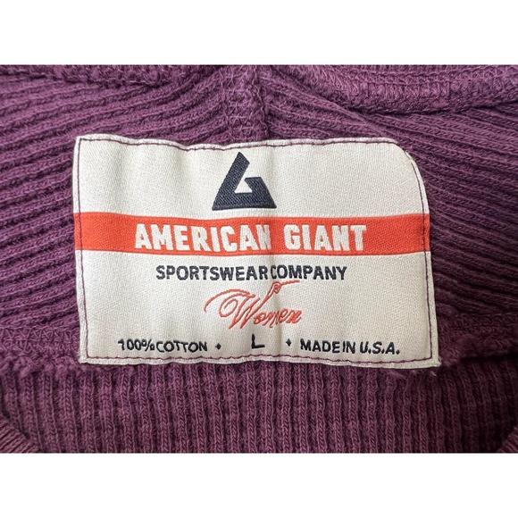 American Giant Thermal Shirt Womens Large Purple Waffle Knit Long Sleeve USA - Picture 5 of 9